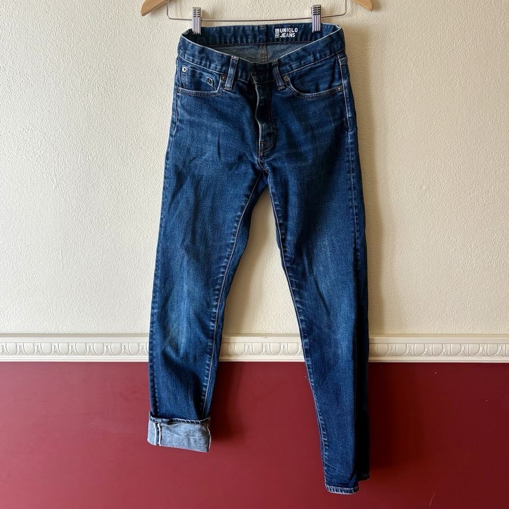 Uniqlo Slim Jeans Selvedge Denim Men's 29x30 Med Blue Denim 5-Pocket Low Rise